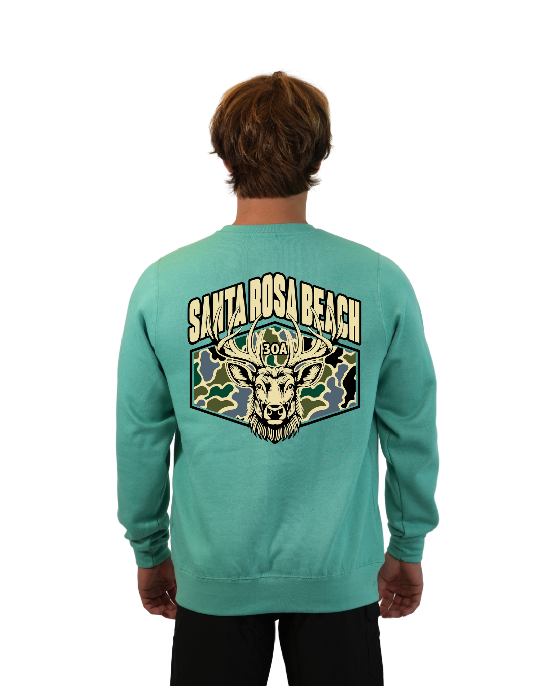 Santa Rosa Beach Deer Men Crewneck – Camouflage Edition