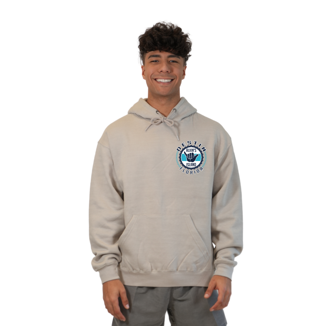 Destin Pullover Hoodie Men with Alvin's Island Hang Loose Front and Back Design Style 252