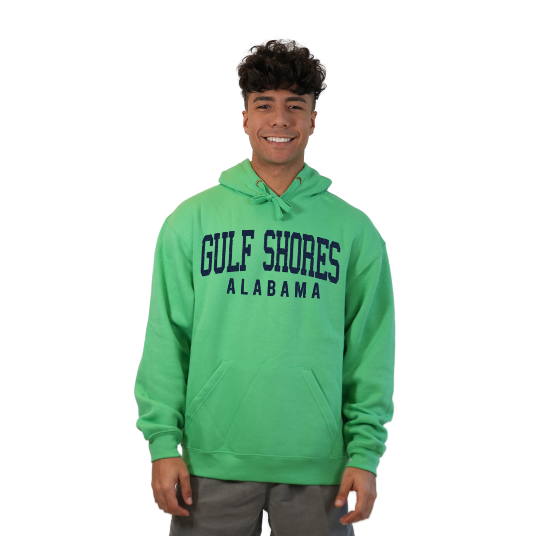 Gulf Shores Alabama Pullover Hoodie Men with Navy Big Front Letters City Name Design Style 252