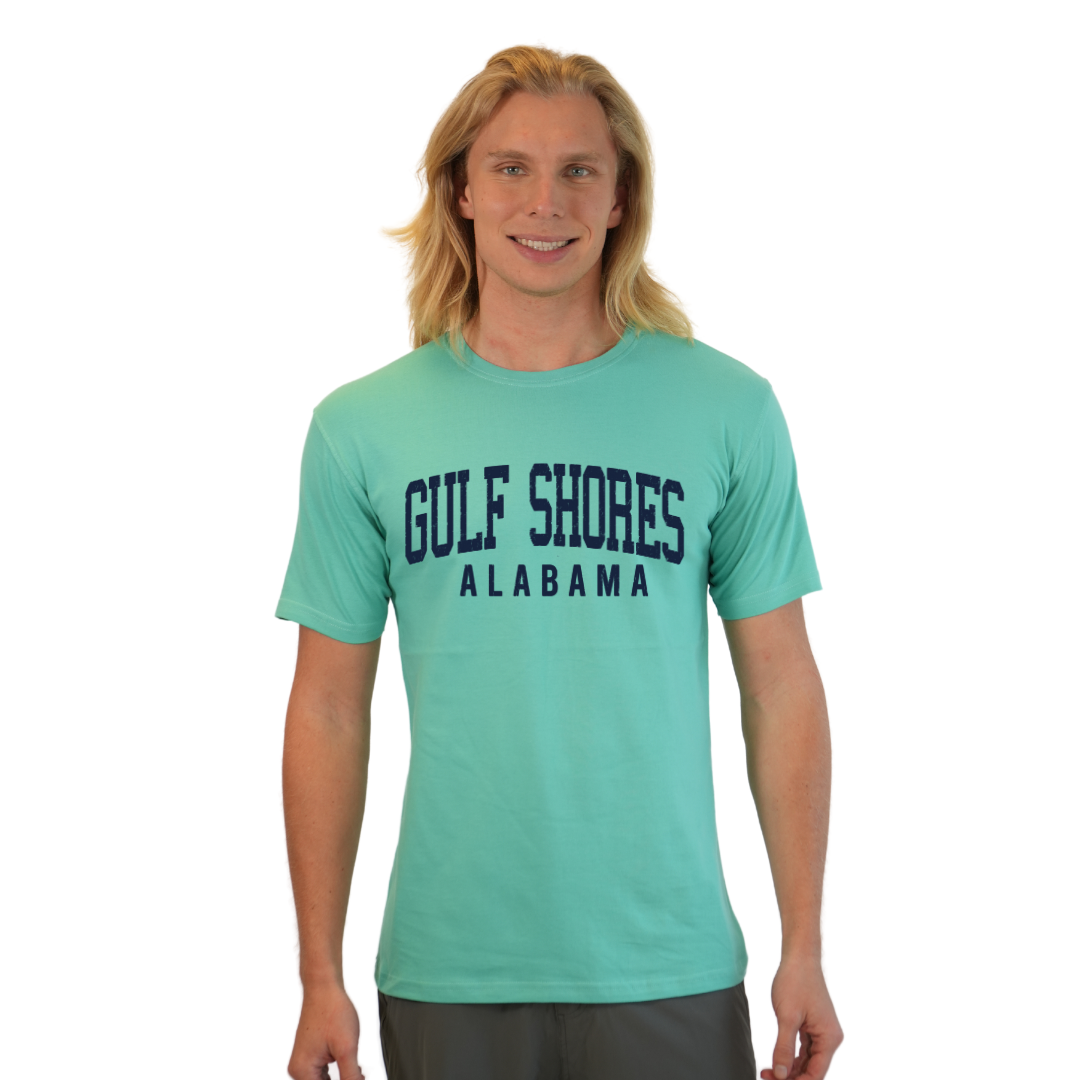 Gulf Shores Alabama Combed Cotton Men T-Shirt with Navy City Name Style CC1000