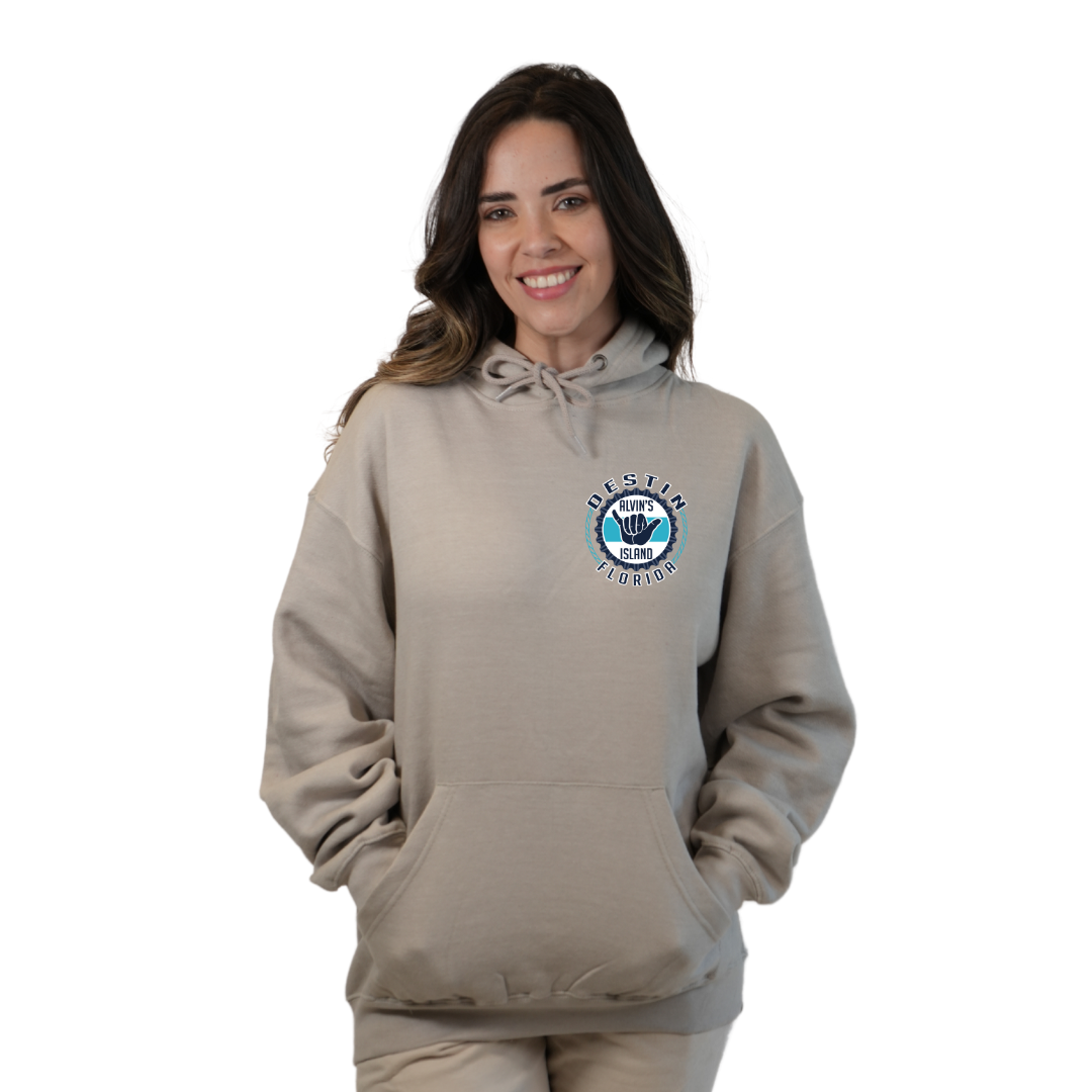 Destin Pullover Hoodie Women with Alvin's Island Hang Loose Front and Back Design Style 252