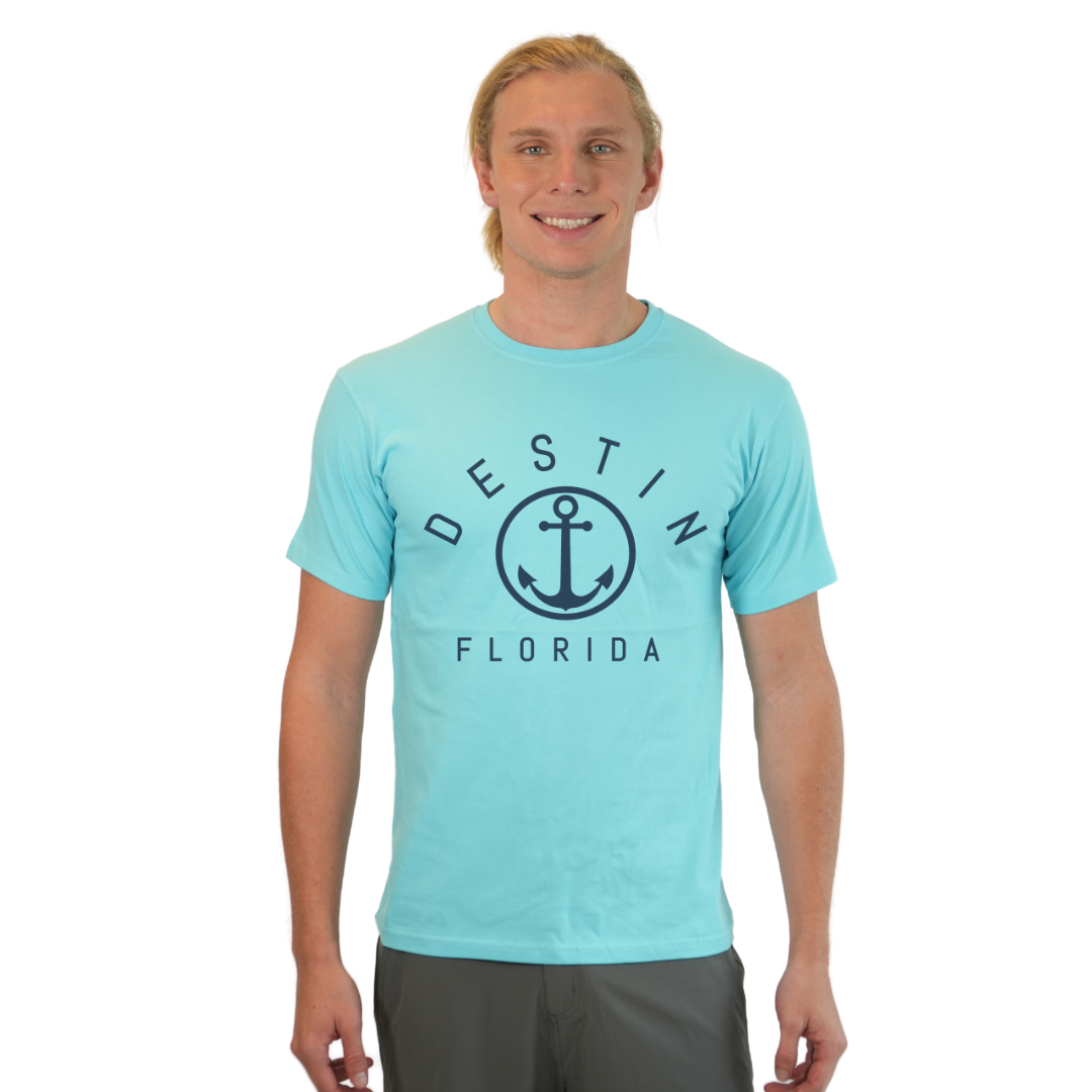 Destin Florida Combed Cotton Men T-Shirt with a Front Nautical Design Style CC1000