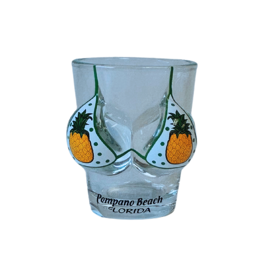 Pompano Beach, Fl Bikini Bust Flamingo 3d Shot Glass