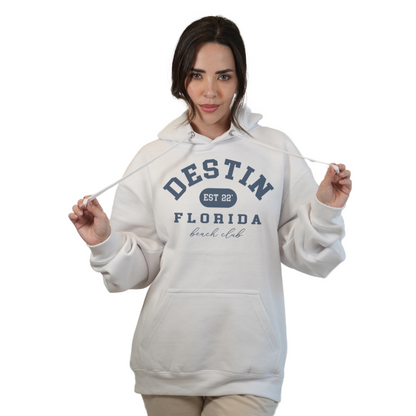 Destin Florida Pullover Hoodie Women with Big Front Destin Est 22 Florida Beach Club Design Style 252