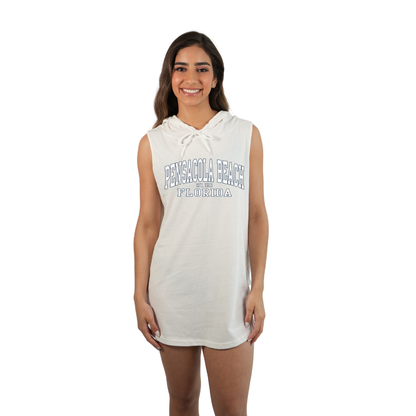 Pensacola Beach East 1683 Women Sleeveless Cover Up Hoodie with a Front Design Style 263