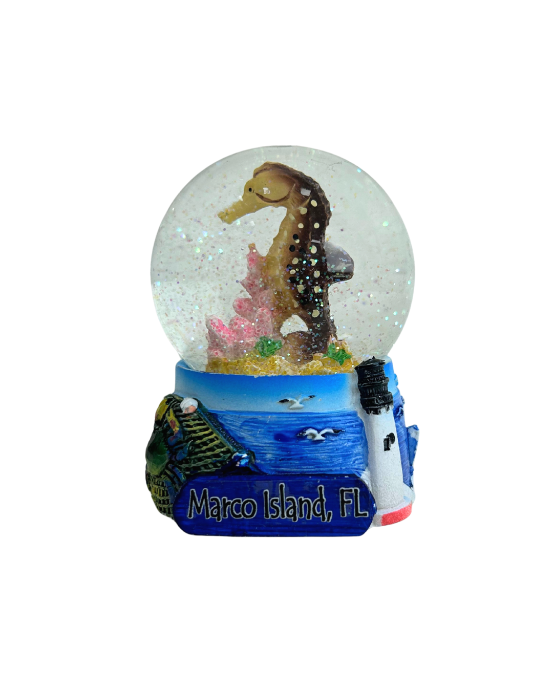 Marco Island SeaHorse Water Globes 2.5 Dia Souvenir souvenirs alvinsisland.com
