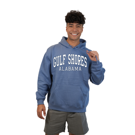 Gulf Shores Alabama Pullover Hoodie Men with Big Front Letters Design Style 252