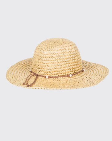 New Roxy Womens M/L Cherish Summer Natural Straw Sun Hat Beads Beach Boho Roxy Cherish Summer - Straw Cowboy Hat for Women  main image 3