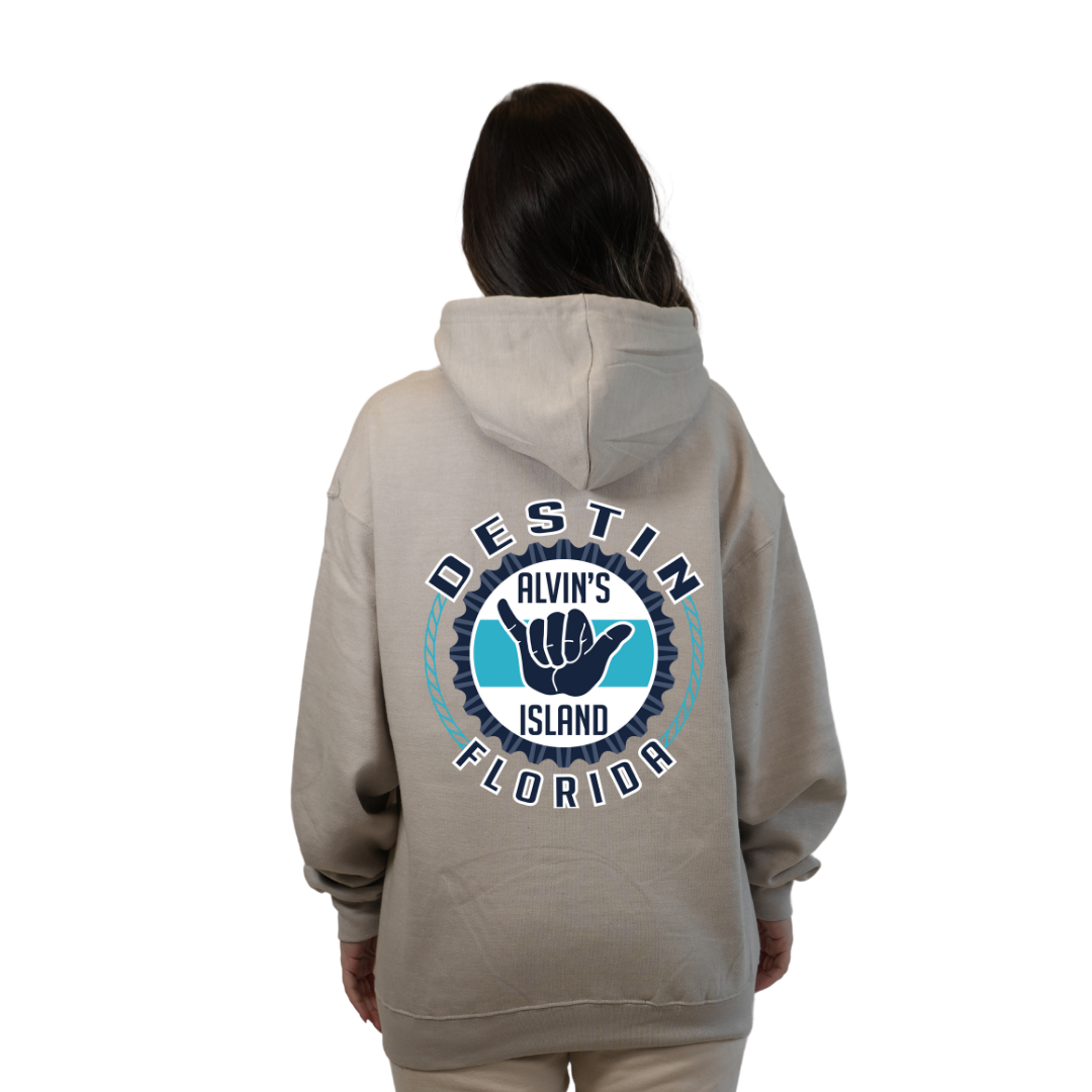 Destin Pullover Hoodie Women with Alvin's Island Hang Loose Front and Back Design Style 252