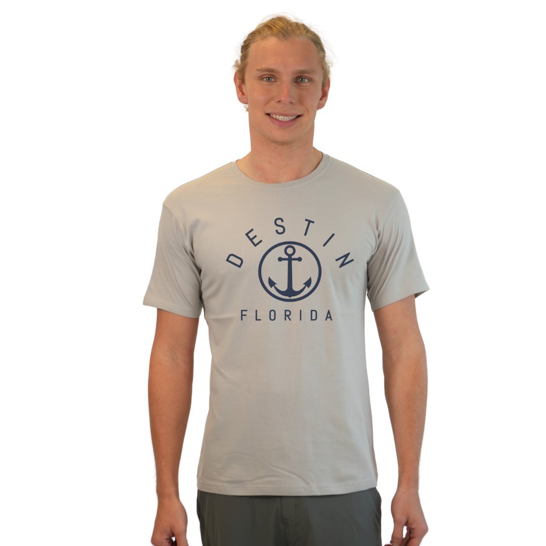 Destin Florida Combed Cotton Men T-Shirt with a Front Nautical Design Style CC1000