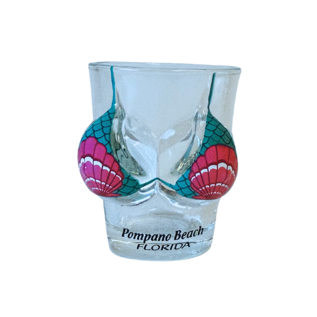 Pompano Beach, Fl Bikini Bust Flamingo 3d Shot Glass