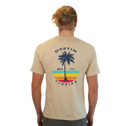 Destin Palm Tree/ Stripes Combed/Cotton Men T-Shirt Style Cc1000