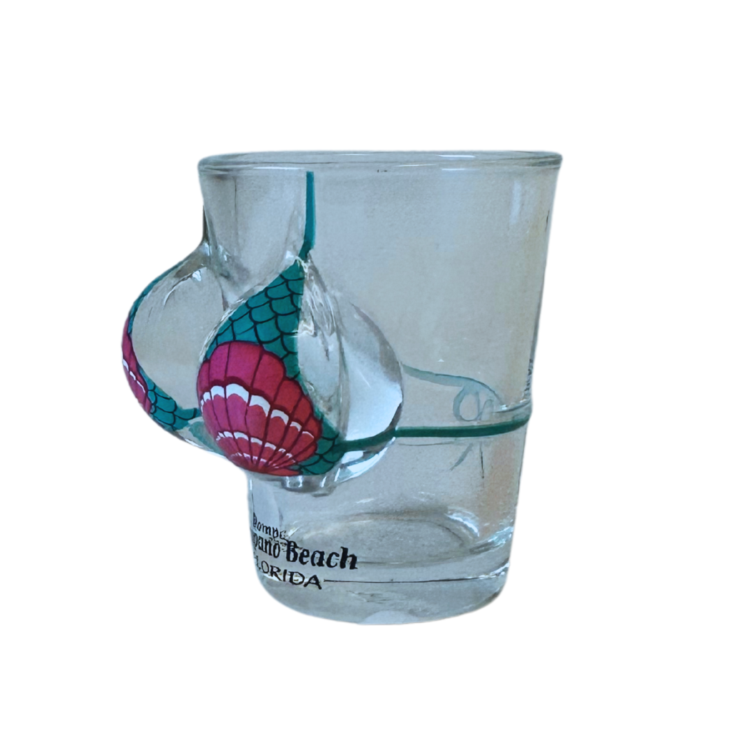 Pompano Beach, Fl Bikini Bust Flamingo 3d Shot Glass