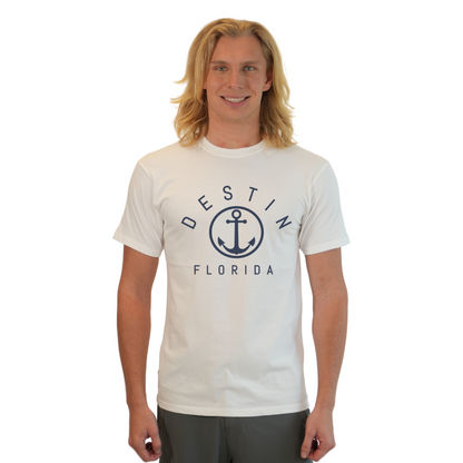 Destin Florida Combed Cotton Men T-Shirt with a Front Nautical Design Style CC1000