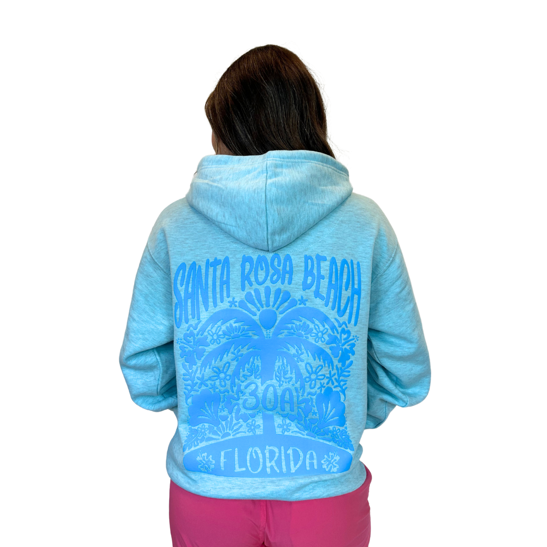 Santa Rosa Beach, with front Palm Tree pocket design and back big Design Pullover Hoodie Women Style ML200