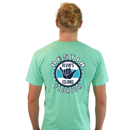 Destin Combed Cotton Men T-Shirt with a Alvin's island Hang Loose Design Style CC1000