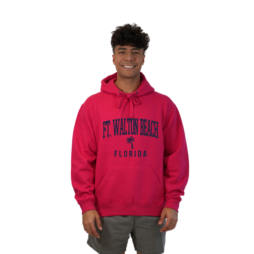 Ft. Walton Beach Pullover Hoodie Men with a City Name Blue design Style 252