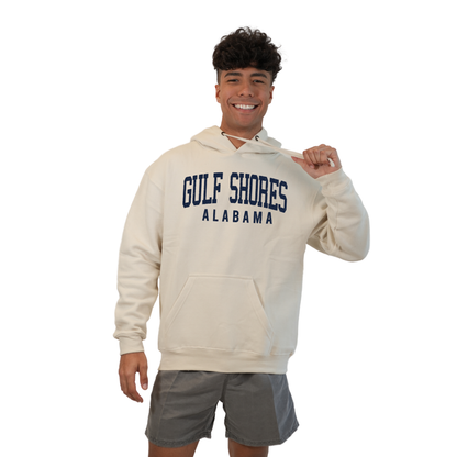 Gulf Shores Alabama Pullover Hoodie Men with Navy Big Front Letters City Name Design Style 252