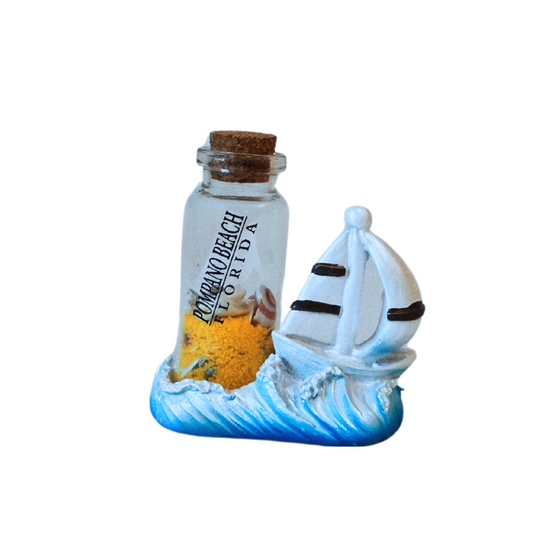 Pompano Beach, Fl SailBoat Drift Bottle Souvenir