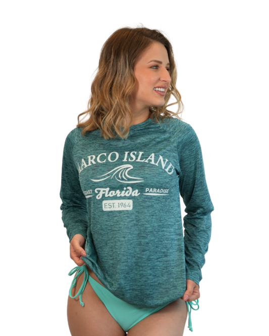 Marco Island, Fl Gulf Coast Paradise Ladies Long Sleeve Dry Fit 30upf Sun Protection Style 15750 LONG SLEEVE TEE alvinsisland.com