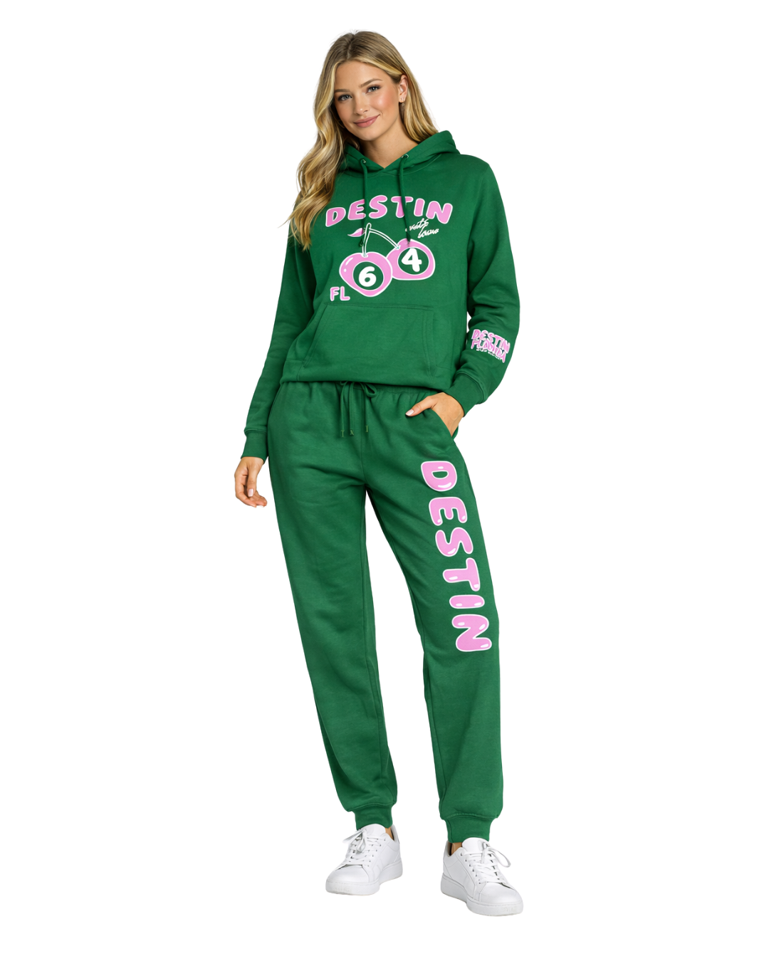 Destin Cherry (Hoodie& Pants) Set (Two piece) Clothing alvinsisland.com Green S