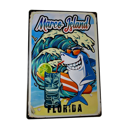 Marco Island Shark  8*12" Decor Metal Signs