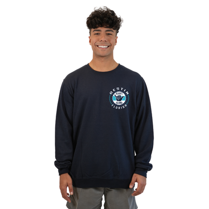 Destin Florida Fleece Crewneck Sweatshirt Men with Alvin's Island Hang Loose Front and Back Design Style 252