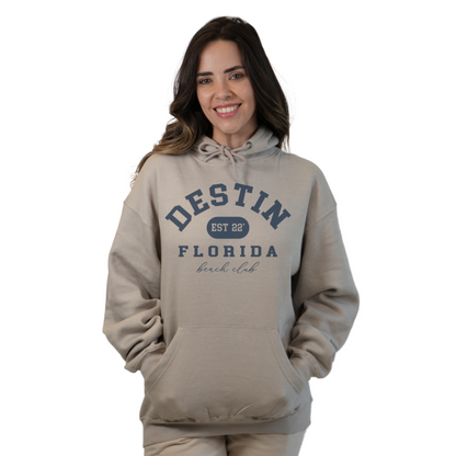 Destin Florida Pullover Hoodie Women with Big Front Destin Est 22 Florida Beach Club Design Style 252