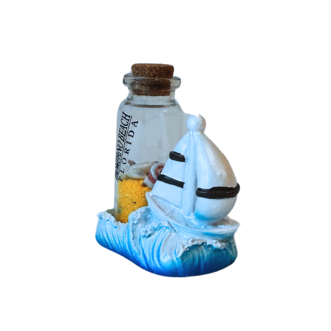 Pompano Beach, Fl SailBoat Drift Bottle Souvenir