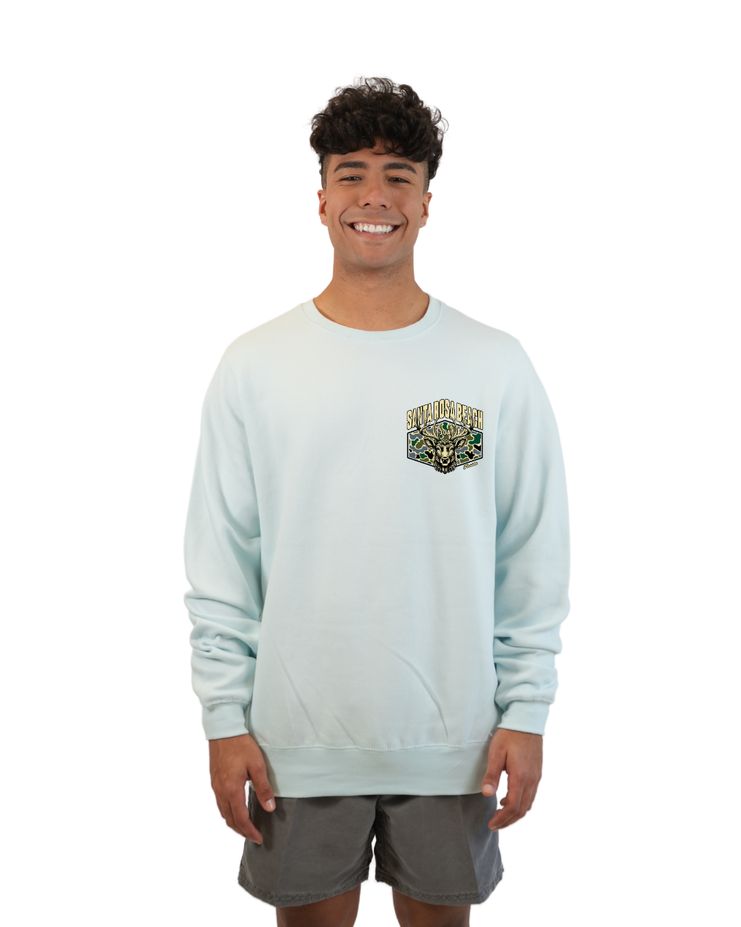 Santa Rosa Beach Deer Men Crewneck – Camouflage Edition
