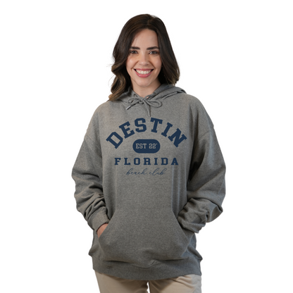 Destin Florida Pullover Hoodie Women with Big Front Destin Est 22 Florida Beach Club Design Style 252