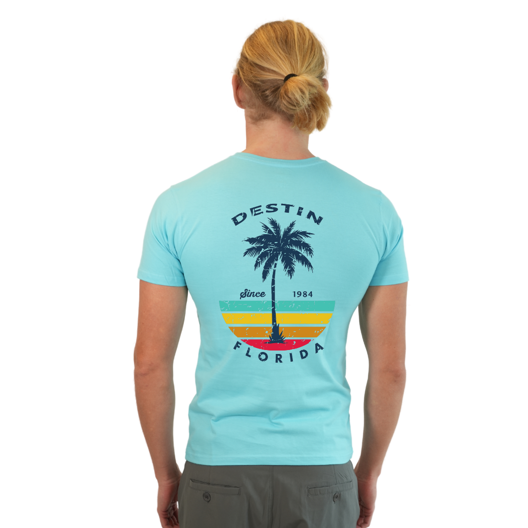 Destin Palm Tree/ Stripes Combed/Cotton Men T-Shirt Style Cc1000