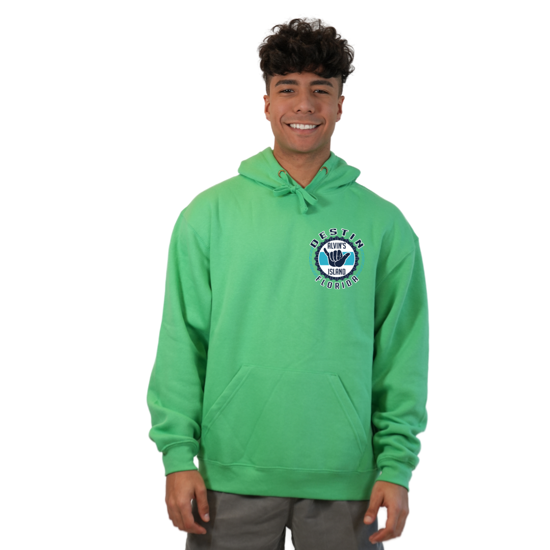 Destin Pullover Hoodie Men with Alvin's Island Hang Loose Front and Back Design Style 252