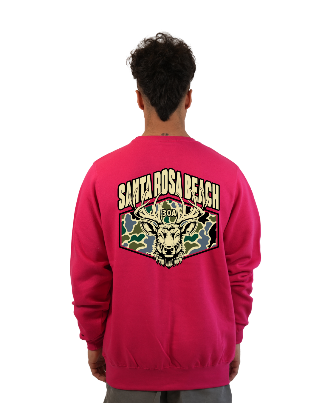 Santa Rosa Beach Deer Men Crewneck – Camouflage Edition