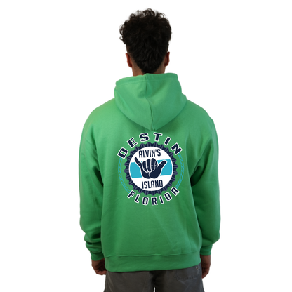 Destin Pullover Hoodie Men with Alvin's Island Hang Loose Front and Back Design Style 252