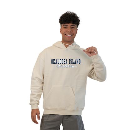 Okaloosa Island Hoodie Men  with Navy City Name Front Design Style 252