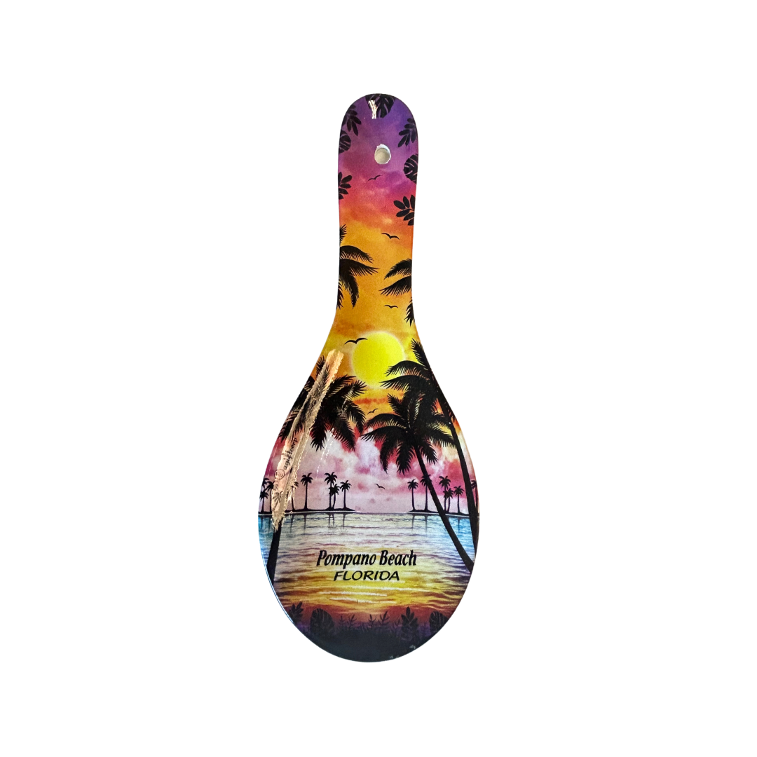 Pompano Beach, Fl. Palm Sunset 8*5" Ceramic SpoonRest