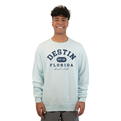 Destin Fl. Fleece Crewneck Sweatshirt Men with a Front Destin Est 22 Florida Beach Club Design Style 067