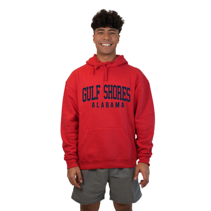 Gulf Shores Alabama Pullover Hoodie Men with Navy Big Front Letters City Name Design Style 252