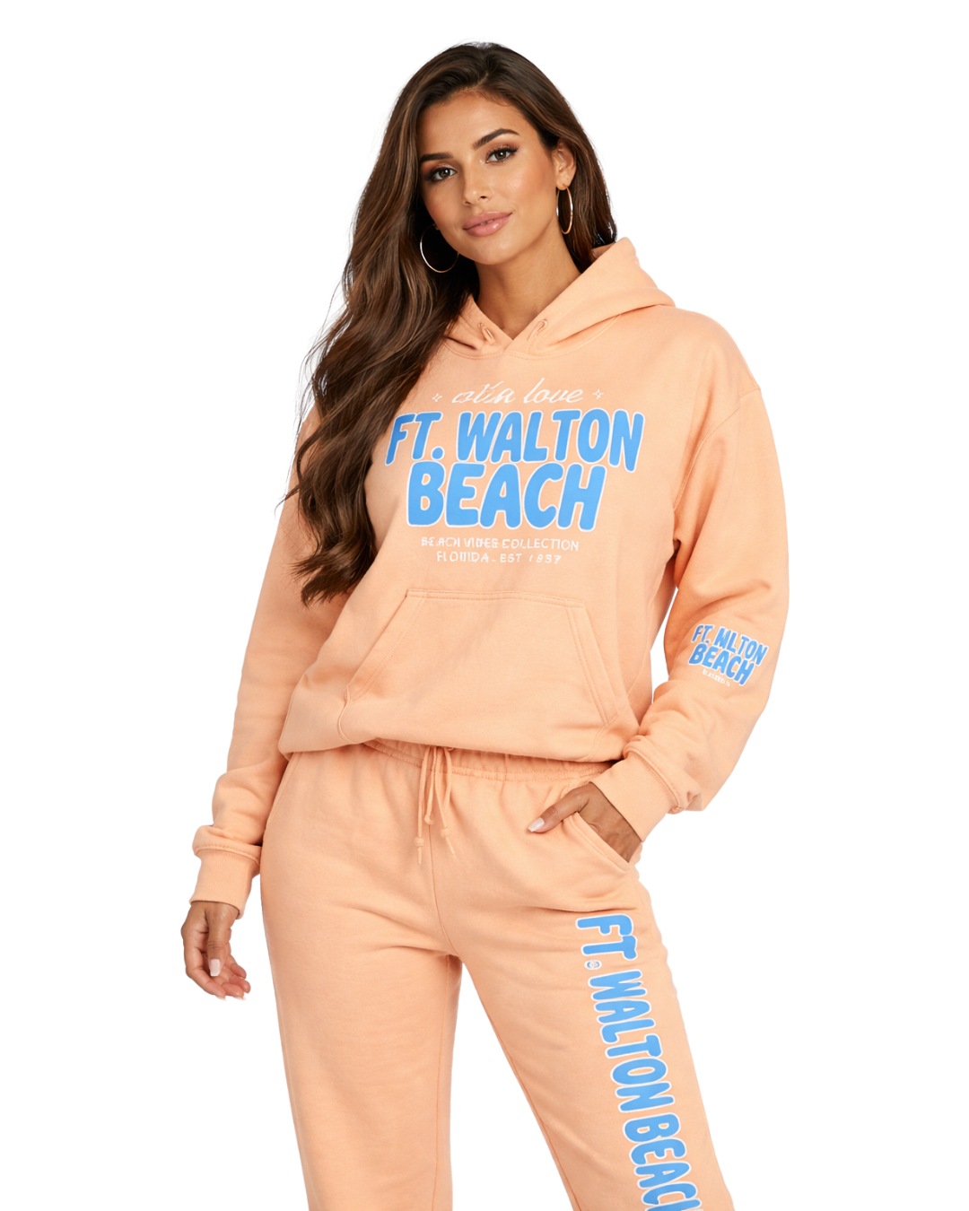 Ft. Walton Beach, Fl City Name with Love (Hoodie& Pants) Set (Two piece) Clothing alvinsisland.com Coral S