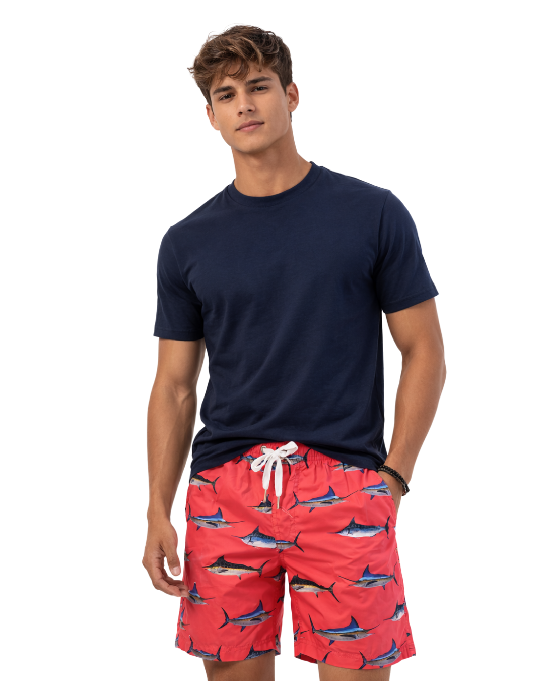 Mens Swim Trunks Marlins Red Style Sm-011 SHORT alvinsisland.com