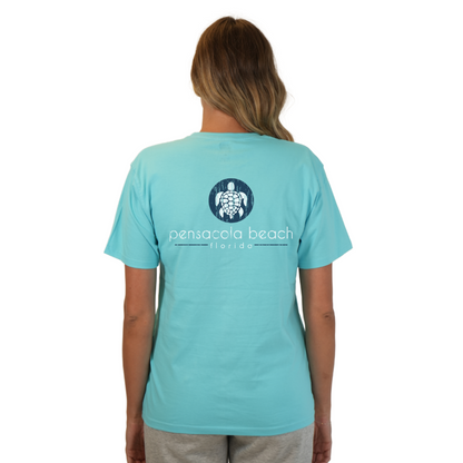 Pensacola Beach with front SeaTurtle's pocket design and back big SeaTurtle's Design T-Shirt Women Style CC1000