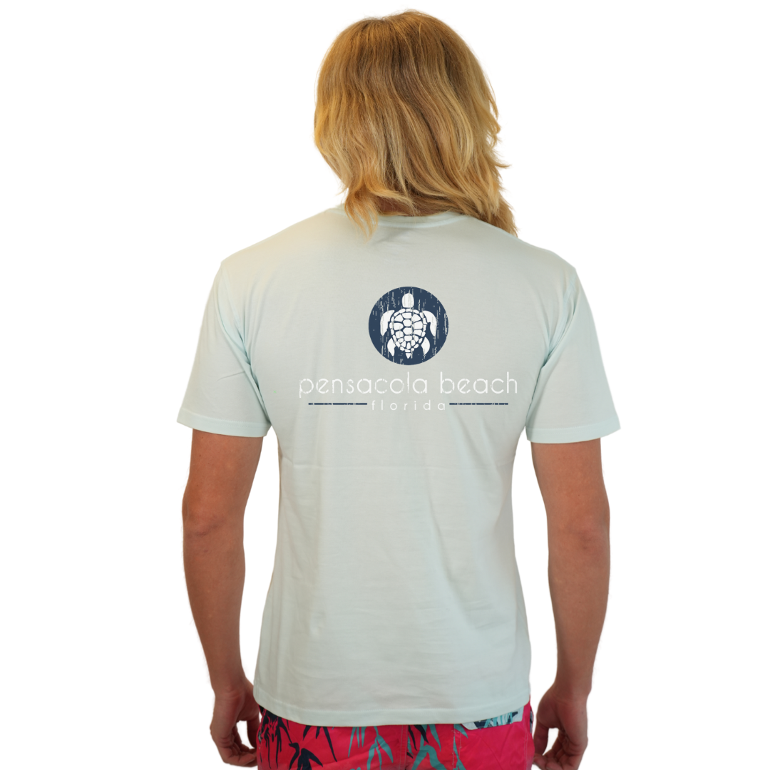 Pensacola Beach with front SeaTurtle's pocket design and back big SeaTurtle's Design T-Shirt Men Style CC1000