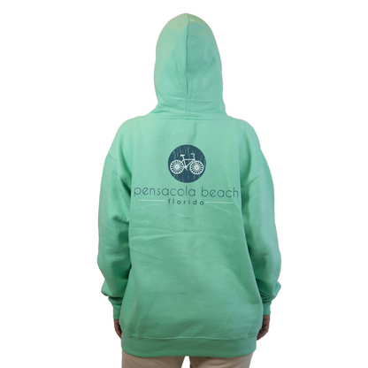 Pensacola Beach front bycicle pocket design and back big Bycicle Design Pullover Hoodie Women Style 252