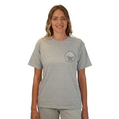 Destin Florida Combed Cotton Women T-Shirt with a Front Pocket Design and back "Living in Salty Paradise" Design Style CC1000