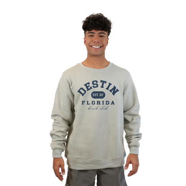 Destin Fl. Fleece Crewneck Sweatshirt Men with a Front Destin Est