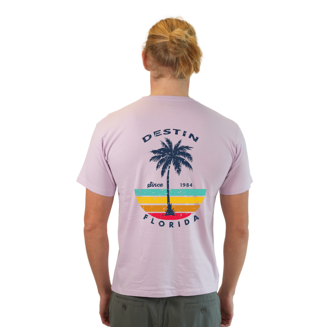 Destin Palm Tree/ Stripes Combed/Cotton Men T-Shirt Style Cc1000