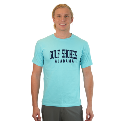 Gulf Shores Alabama Combed Cotton Men T-Shirt with Navy City Name Style CC1000