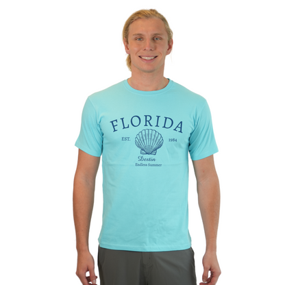 Destin Combed Cotton Men T-Shirt with a Front Florida Shell Endless Summer Design Style CC1000