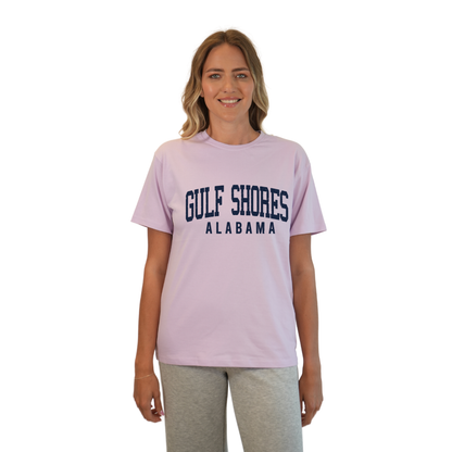 Gulf Shores Alabama Combed Cotton Women T-Shirt with Navy City Name Style CC1000